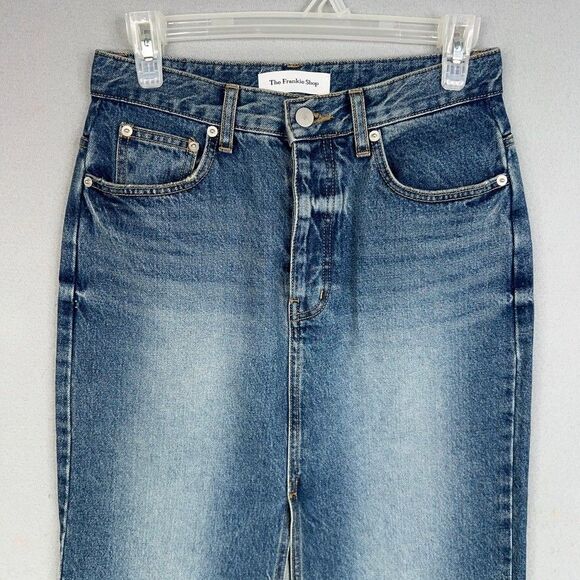 The Frankie Shop Skirt Womens Small Blue Jean Denim Button Fly Pencil Maxi Texas - Picture 3 of 16